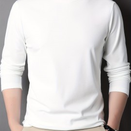 Solid Men's Slim Mock Neck Long Sleeve Active T-shirt Tee, Casual Comfy Shirts For Winter Fall, Men's Clothing Tops
