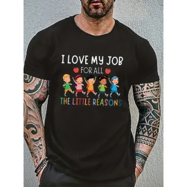 Tees For Men, Funny 'Love My Job' Print T Shirt, Casual Short Sleeve Tshirt For Summer Spring Fall, Tops As Gifts