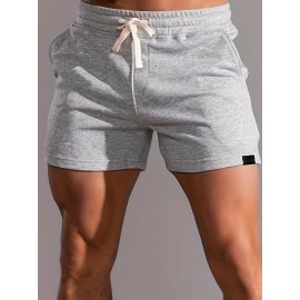 Slim Fit Comfy Active Shorts, Men's Casual Slant Pocket Stretch Waist Drawstring Shorts For Summer Basketball Running