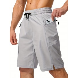 Men's Zip Pocket Sports Shorts, Swimwear, Quick Dry Lightweight Breathable UV Protection Beach Swimming Trunks (No Mesh Lining)