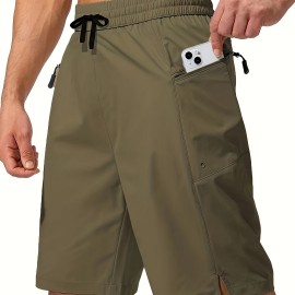 Men's Zip Pocket Sports Shorts, Swimwear, Quick Dry Lightweight Breathable UV Protection Beach Swimming Trunks (No Mesh Lining)