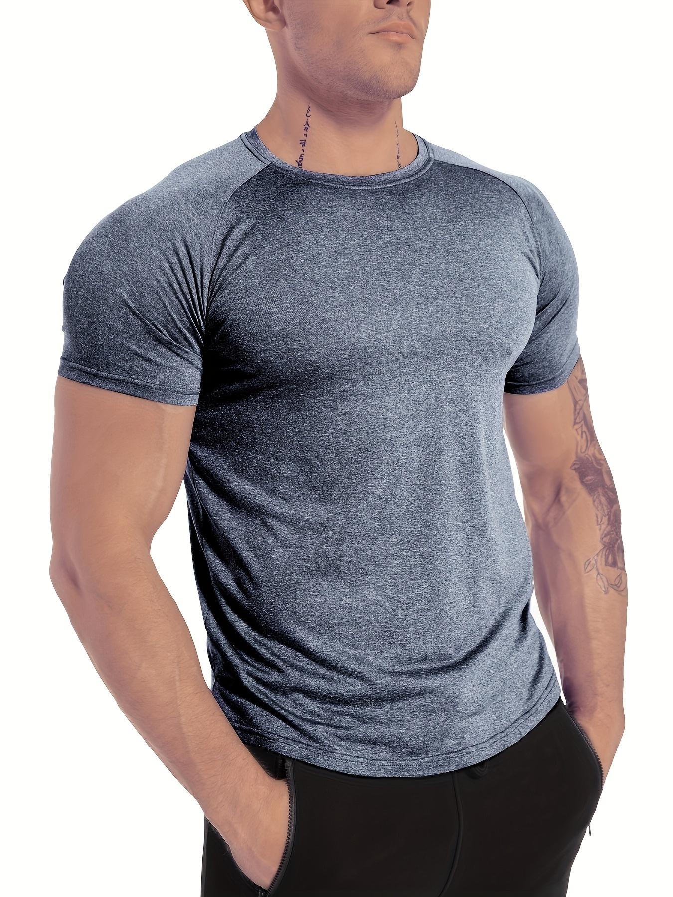 lightweight quick dry shirt, 5pcs mens short sleeve crew neck t shirts lightweight quick dry shirt for fishing running hiking details 4