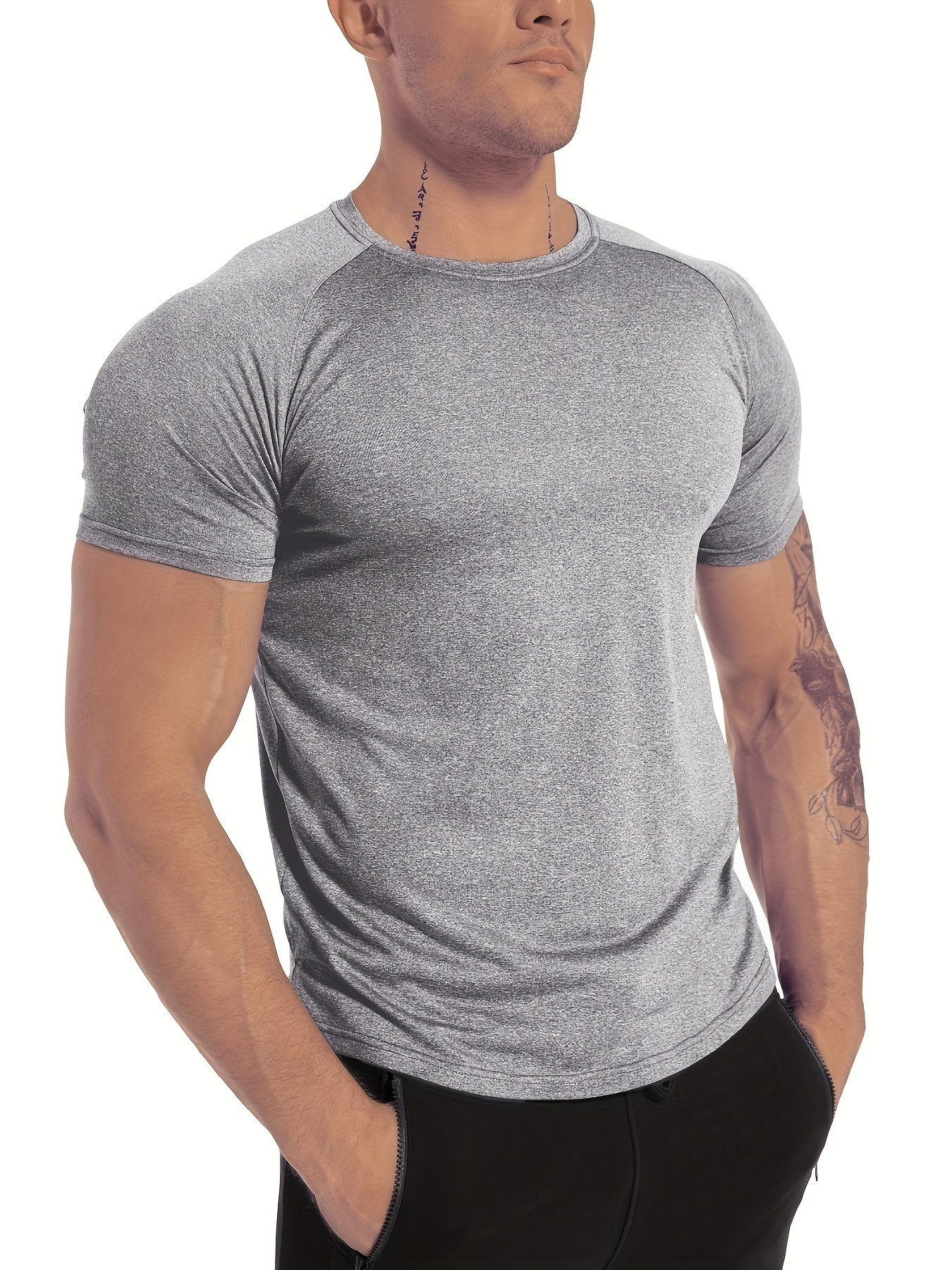 lightweight quick dry shirt, 5pcs mens short sleeve crew neck t shirts lightweight quick dry shirt for fishing running hiking details 8