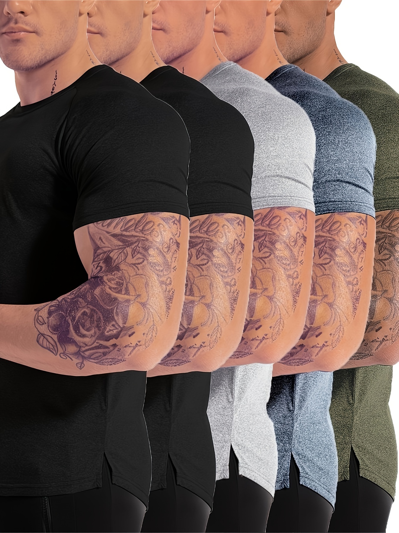 lightweight quick dry shirt, 5pcs mens short sleeve crew neck t shirts lightweight quick dry shirt for fishing running hiking details 23