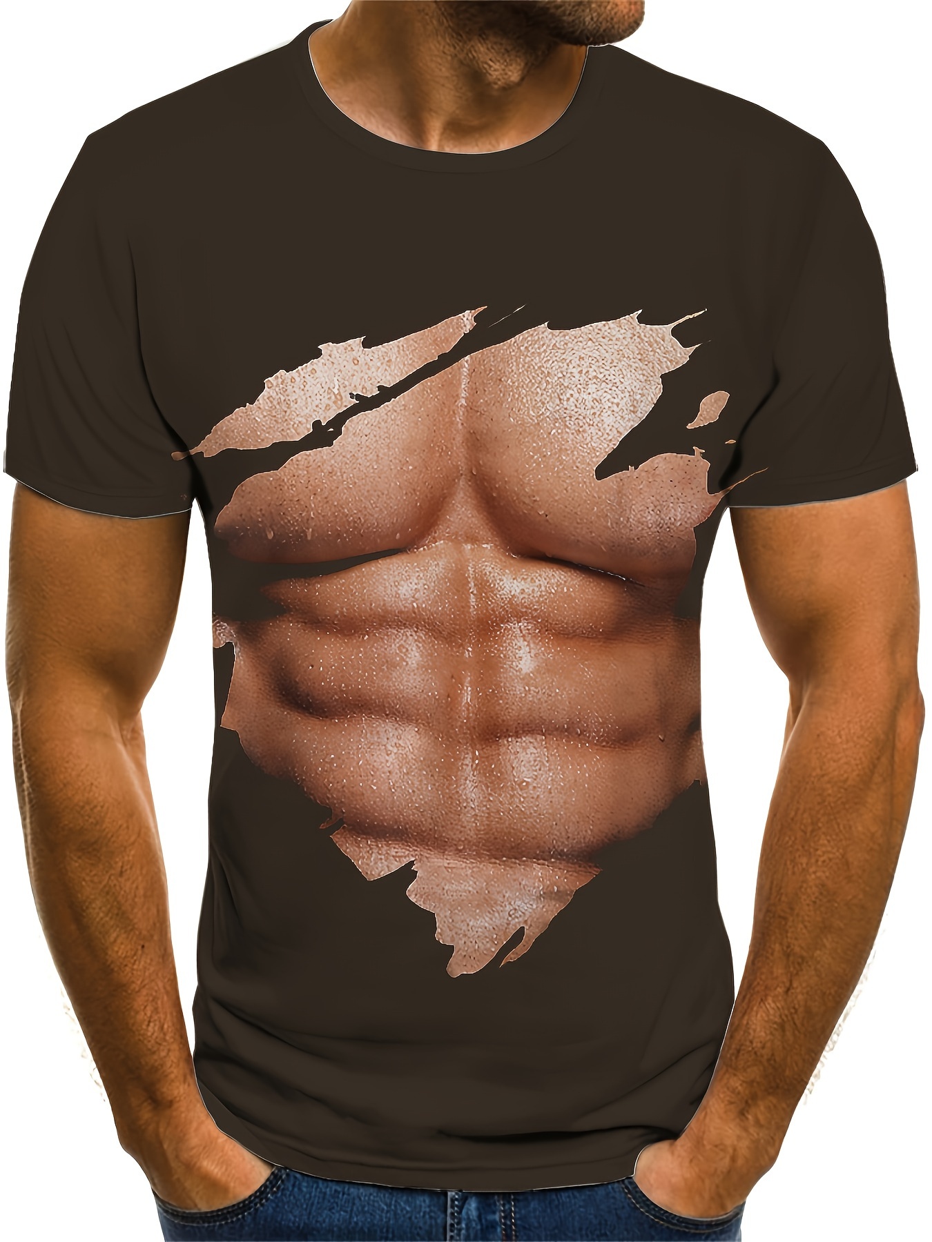 muscle 3d creative print mens fashion crew neck summer t shirt special gift for men details 0