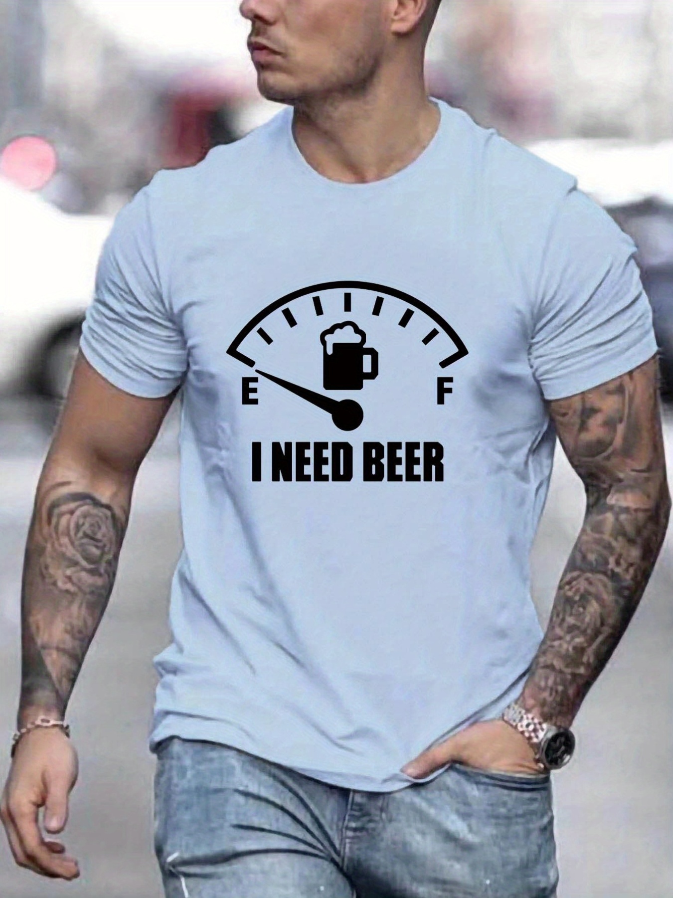 i need beer pattern print mens comfy t shirt graphic tee mens summer outdoor clothes mens clothing tops for men details 5