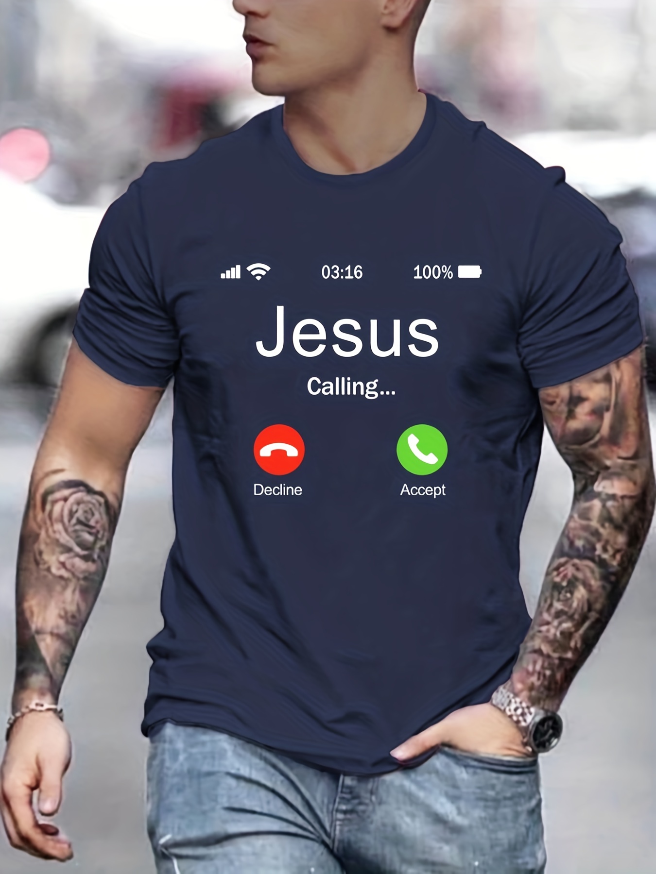 jesus calling pattern print mens comfy t shirt graphic tee mens summer outdoor clothes mens clothing tops for men details 20