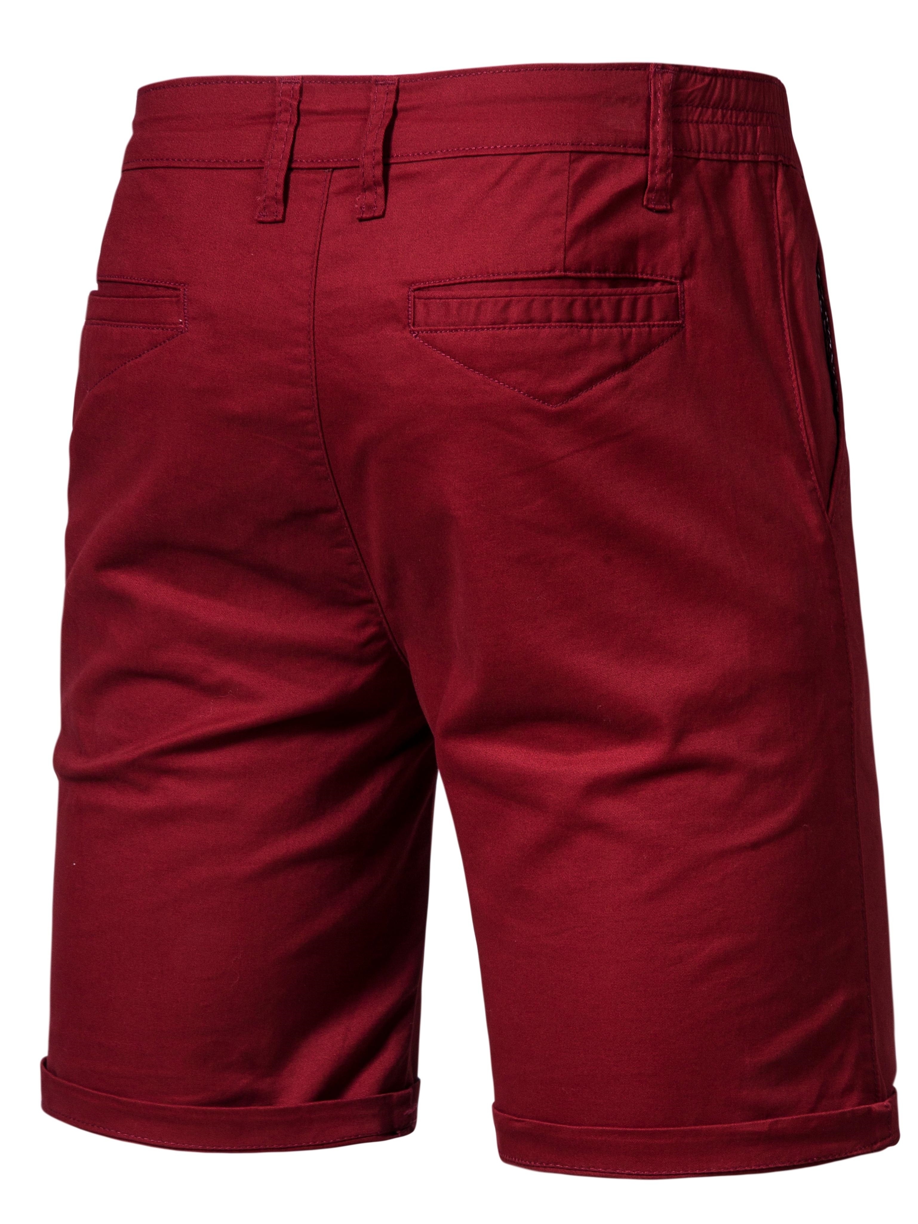 mens classic fit cotton twill flat front solid chino short with slant pockets and elastic waist details 7