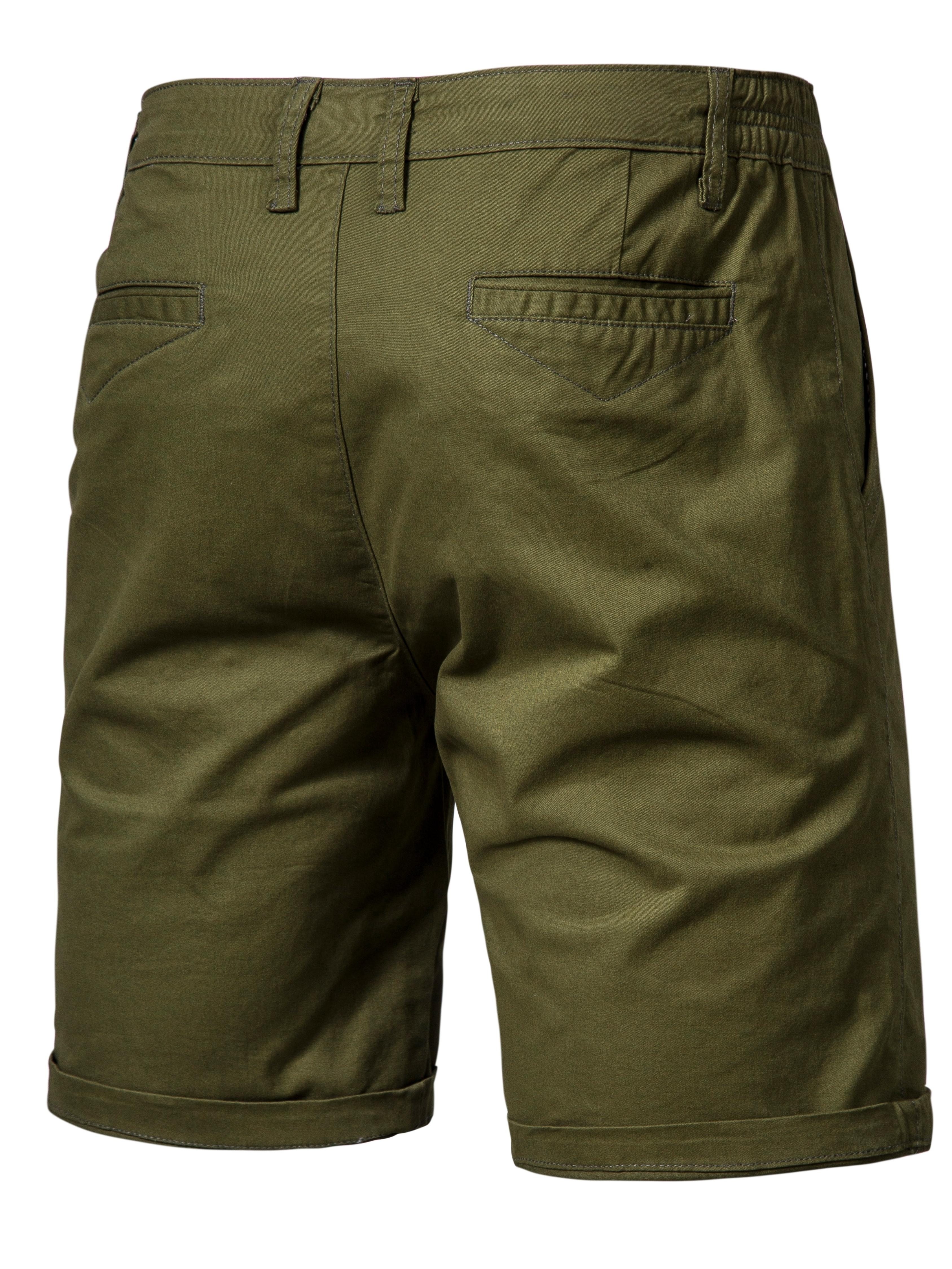 mens classic fit cotton twill flat front solid chino short with slant pockets and elastic waist details 11