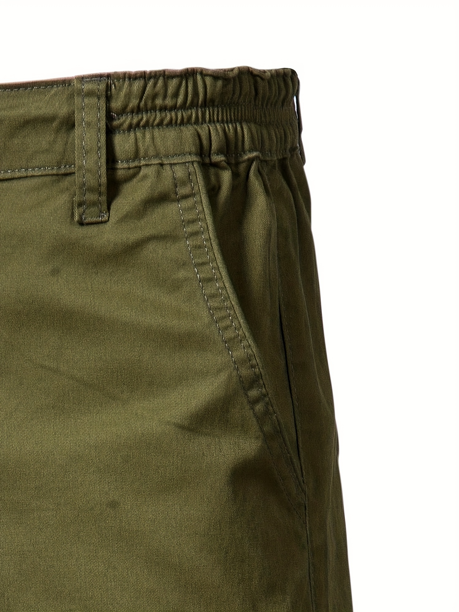 mens classic fit cotton twill flat front solid chino short with slant pockets and elastic waist details 14