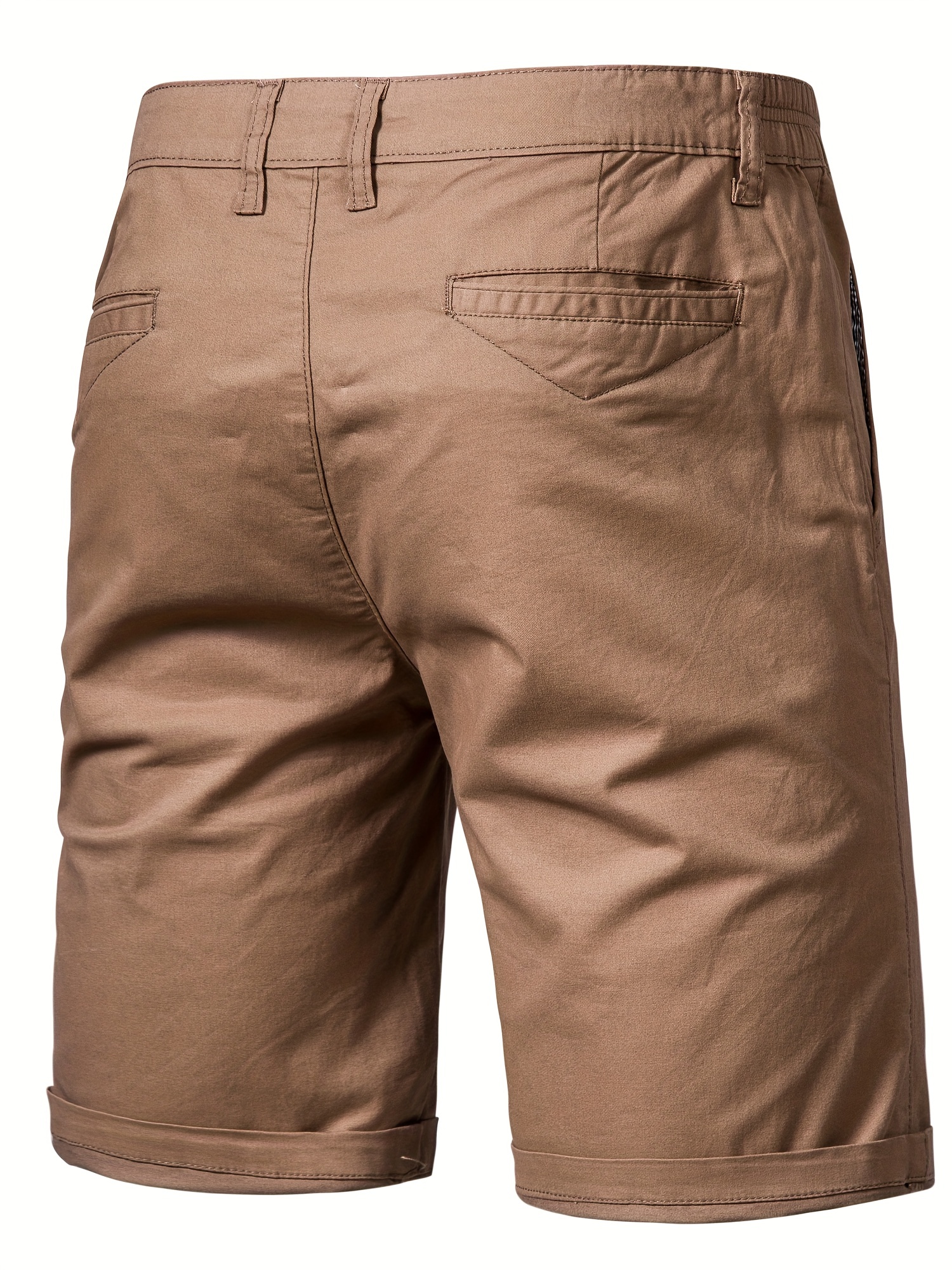 mens classic fit cotton twill flat front solid chino short with slant pockets and elastic waist details 26