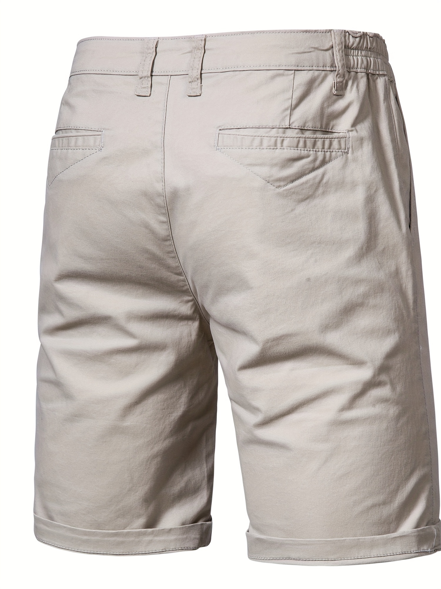 mens classic fit cotton twill flat front solid chino short with slant pockets and elastic waist details 36