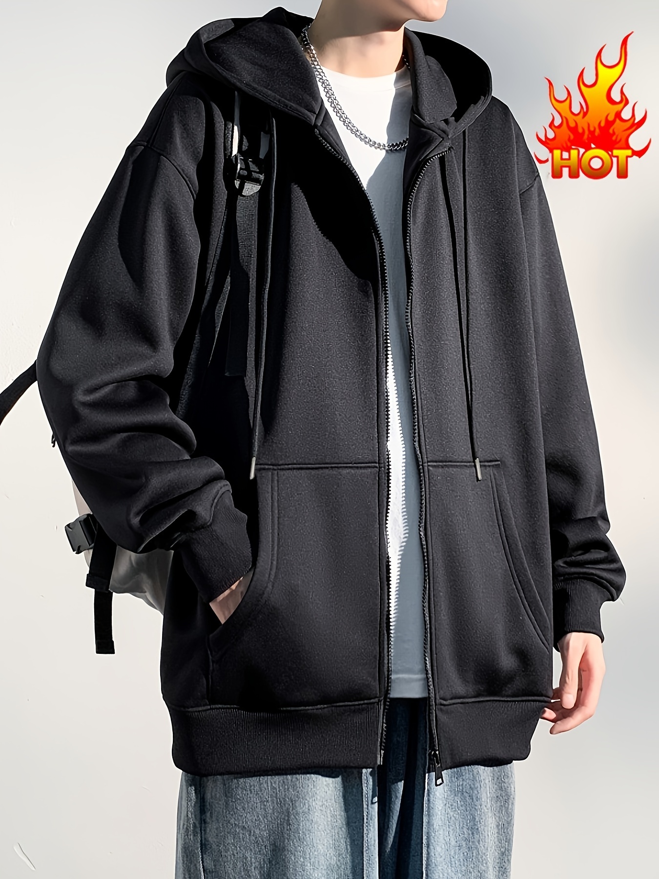 hooded coat, mens hooded jacket casual long sleeve hoodies with zipper gym sports hooded coat for spring fall details 25