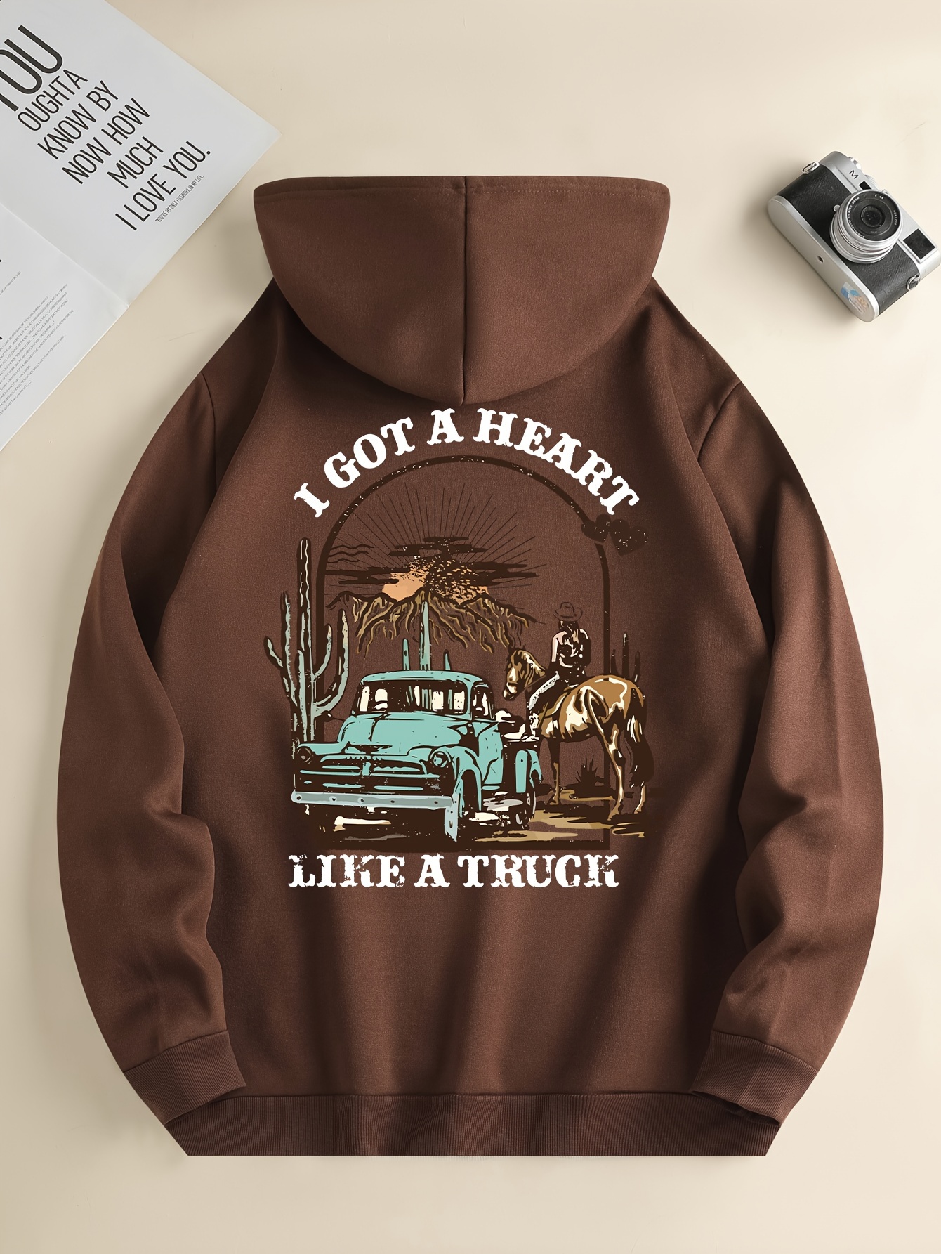 i got a heart like a truck cowboy riding horse print mens cool streetwear hoodies casual loose hooded pullover with kangaroo pockets crew neck sweatshirt for men for fall and winter as gifts details 39