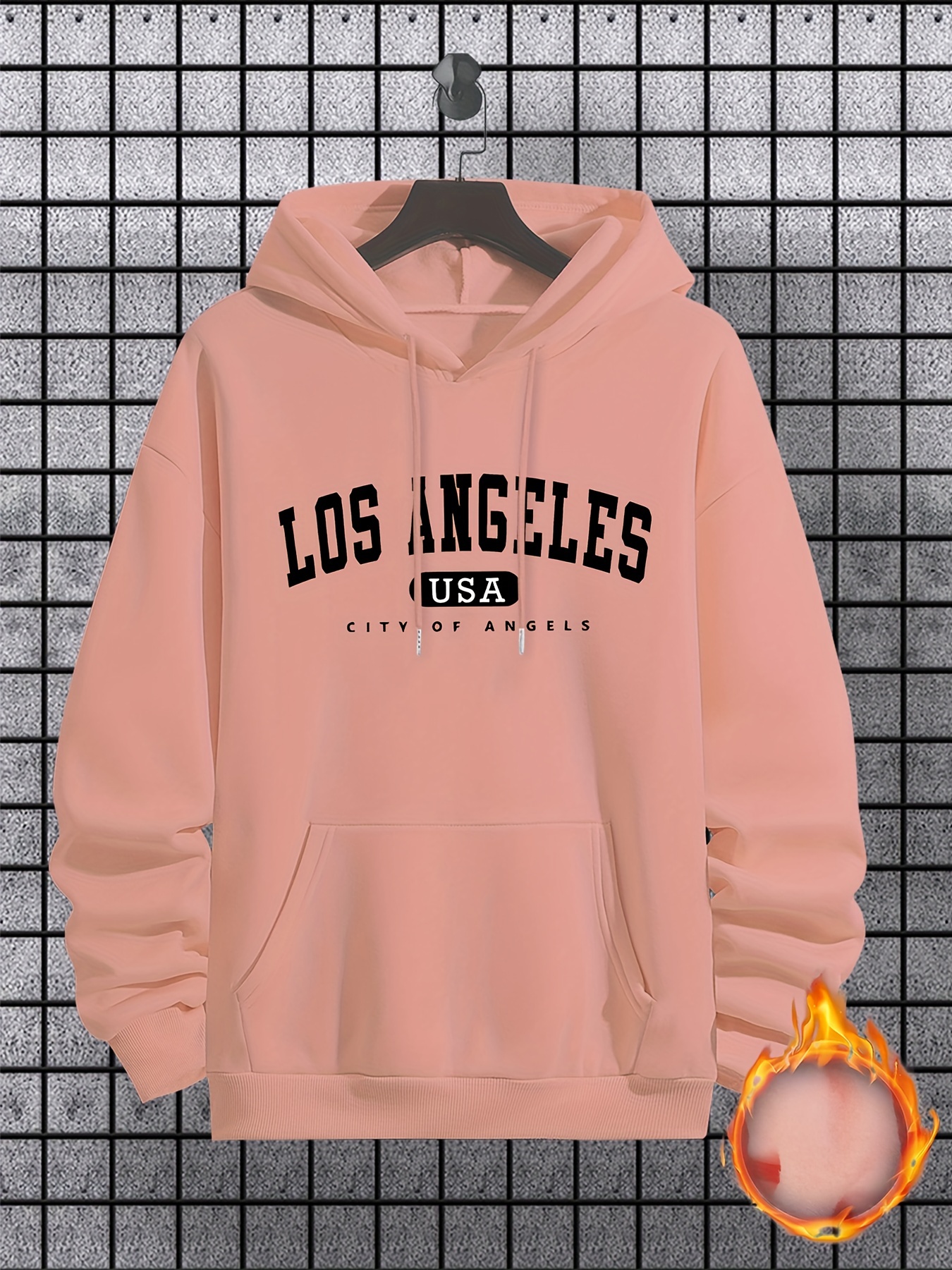 los angeles print hoodie cool hoodies for men mens casual graphic design pullover hooded sweatshirt with kangaroo pocket streetwear for winter fall as gifts details 30