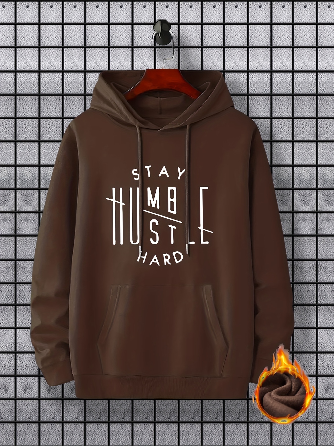 stay humble hustle print hoodie cool hoodies for men mens casual graphic design pullover hooded sweatshirt with kangaroo pocket streetwear for winter fall as gifts details 15