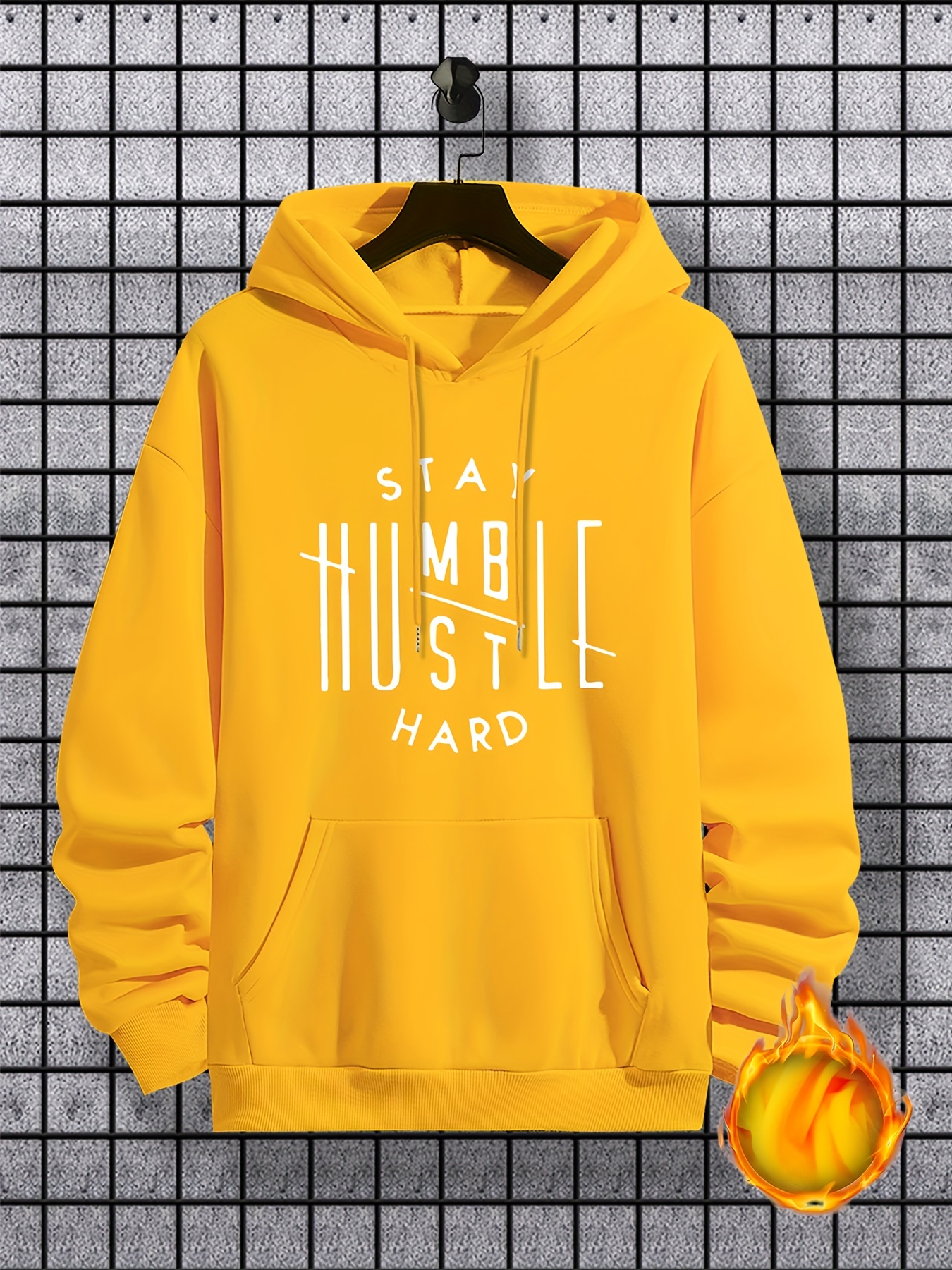 stay humble hustle print hoodie cool hoodies for men mens casual graphic design pullover hooded sweatshirt with kangaroo pocket streetwear for winter fall as gifts details 20