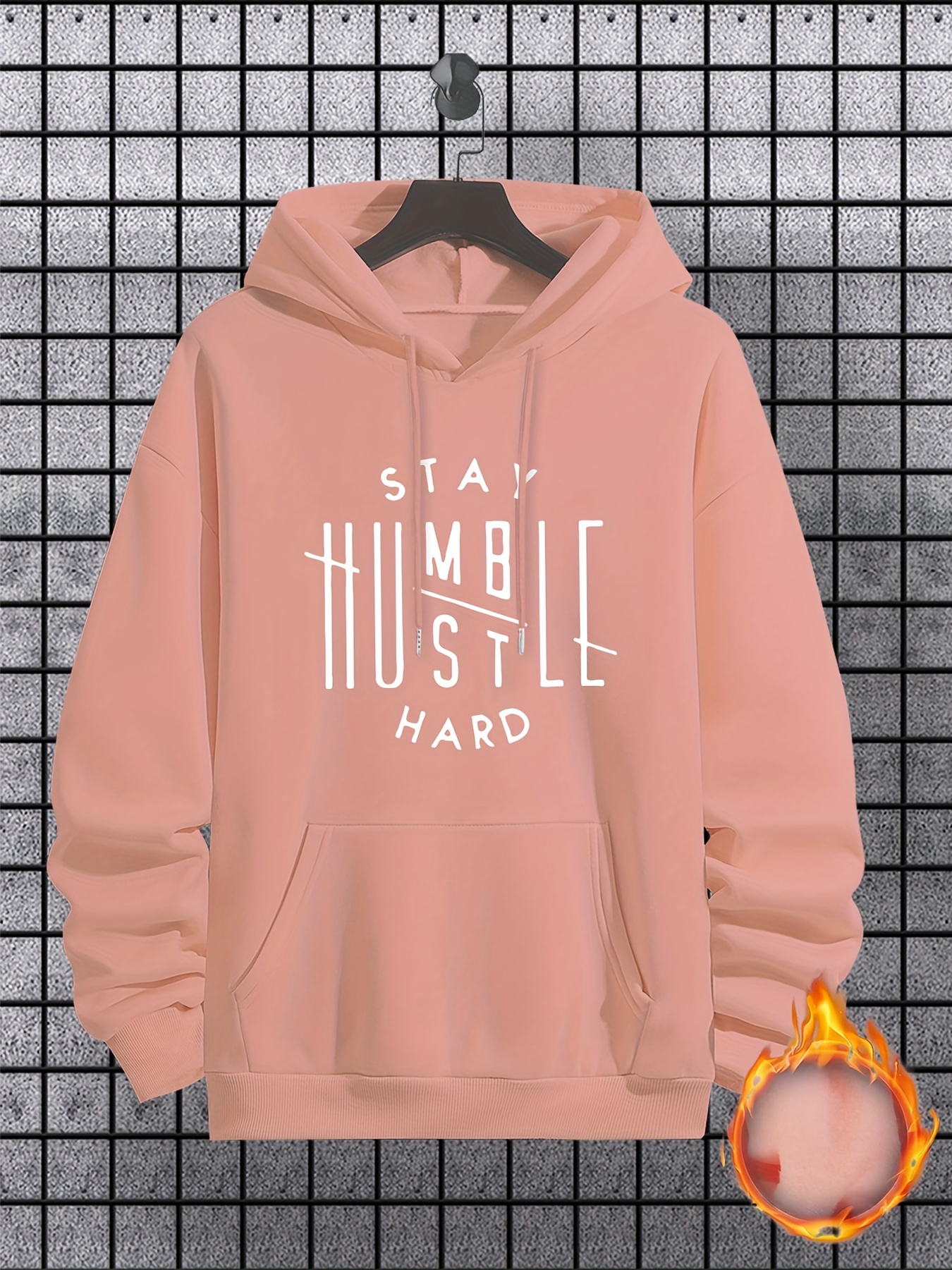 stay humble hustle print hoodie cool hoodies for men mens casual graphic design pullover hooded sweatshirt with kangaroo pocket streetwear for winter fall as gifts details 35